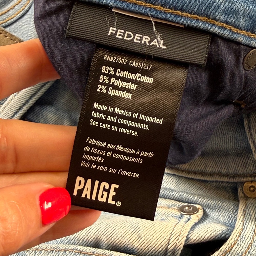 Paige Federal Nielson Jeans Light Wash Straight Leg Stretch Denim Mens Size 32 View 4